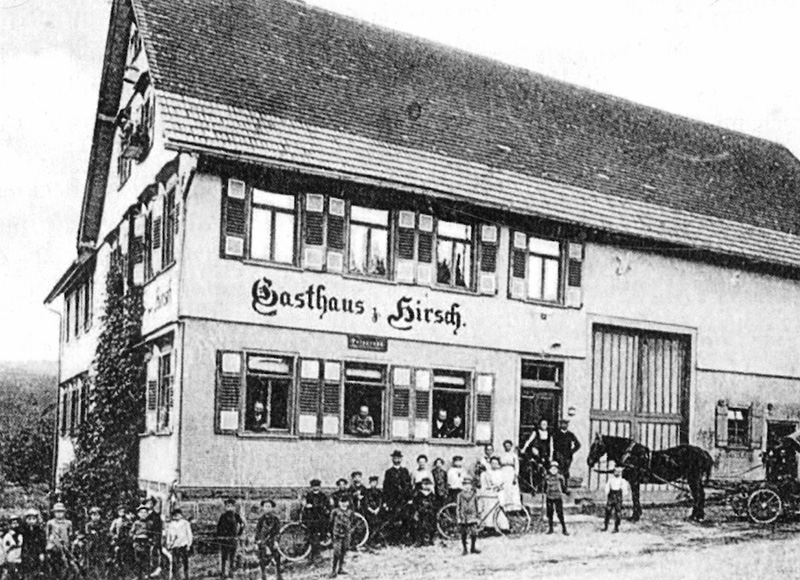 Postkarte mit Gasthof Hirsch, Aufnahme vor 1917